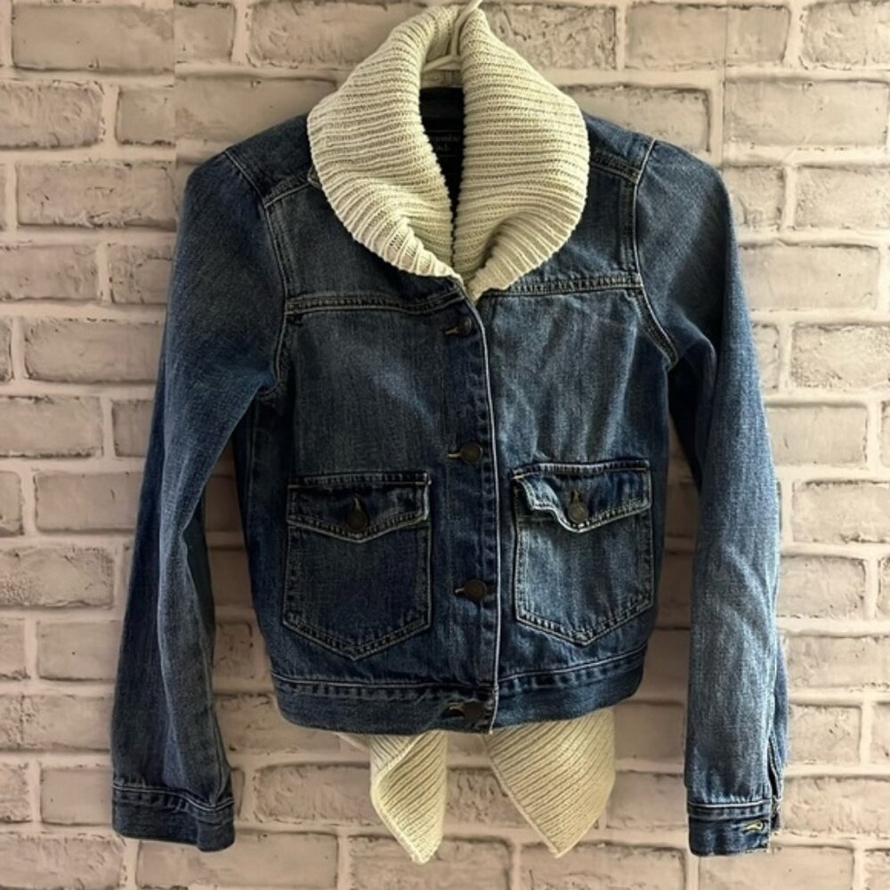 Abercrombie & Fitch Denim Jacket Size XS Knit Waterfall Front